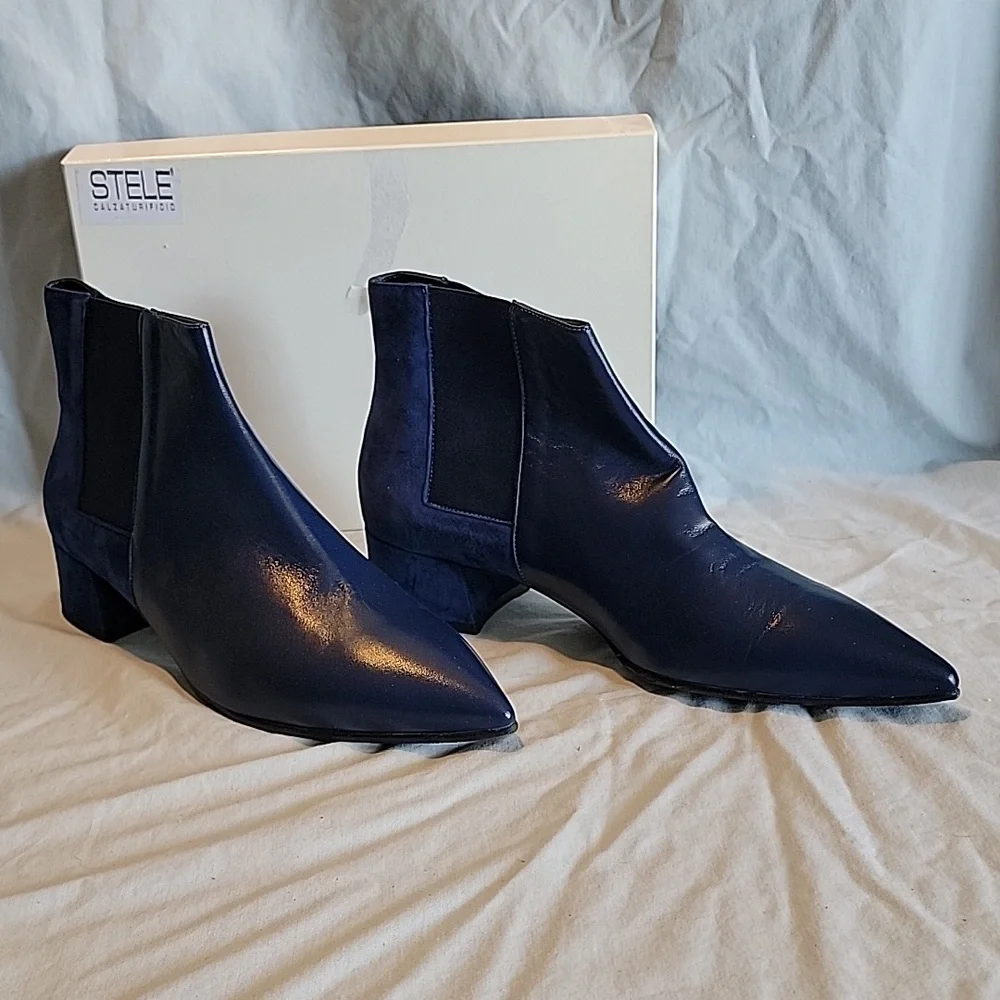 Women's STELE Leather size 42 boots, new with a box, blue color. - Picture 2 of 10